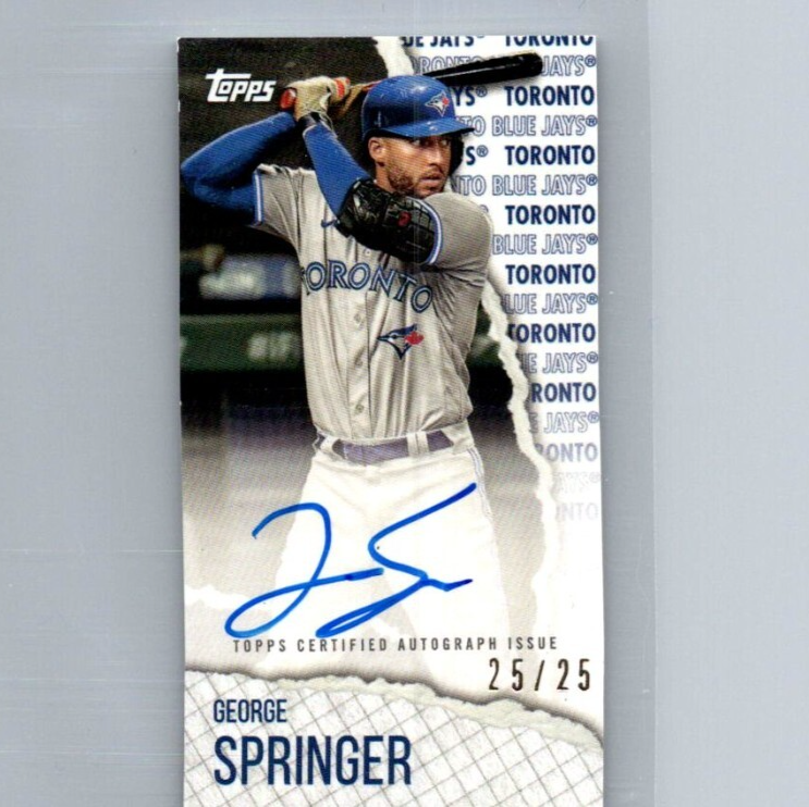 George Springer 2021 Topps Rip Mini White Auto 25/25 Signed Card