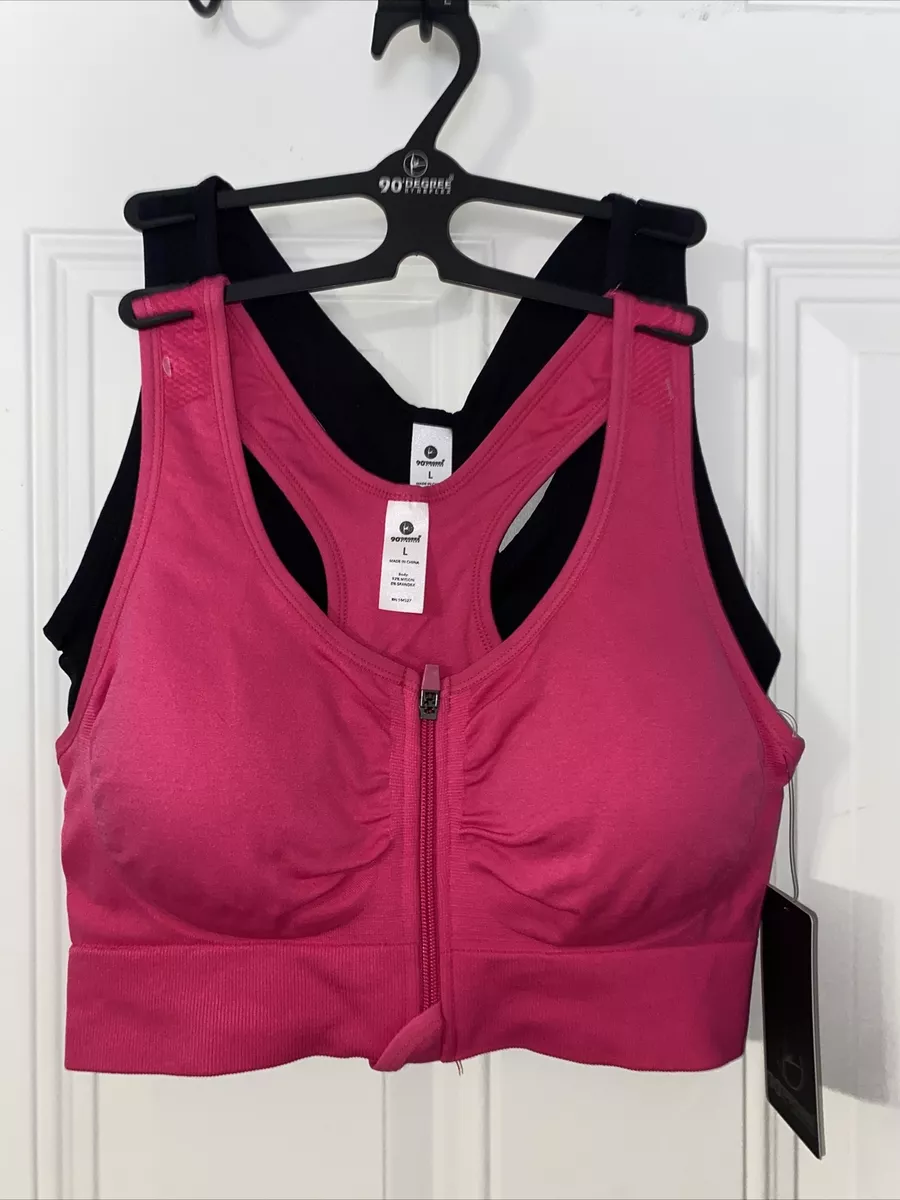 90 Degree By Reflex High Performance~Full Support Sport Bra Set-Two  L~MSRP$58