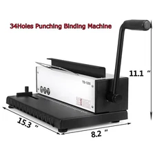 Intbuying 34Holes Punching Binding Machine Binder Puncher All Steel Metal Wire