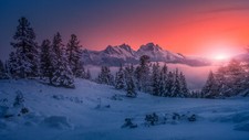 Landscape winter forest nature sunset snow Custom Gaming Mat Desk