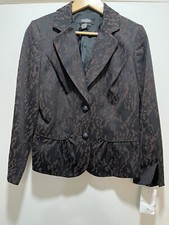 NWT Peck Peck Collection Blazer Jacket Size 8 Poly Blend Chocolate/Black