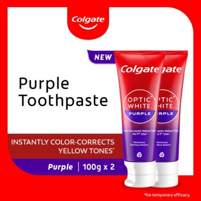 Colgate Optic White Purple Toothpaste 100g [Bundle of 2]