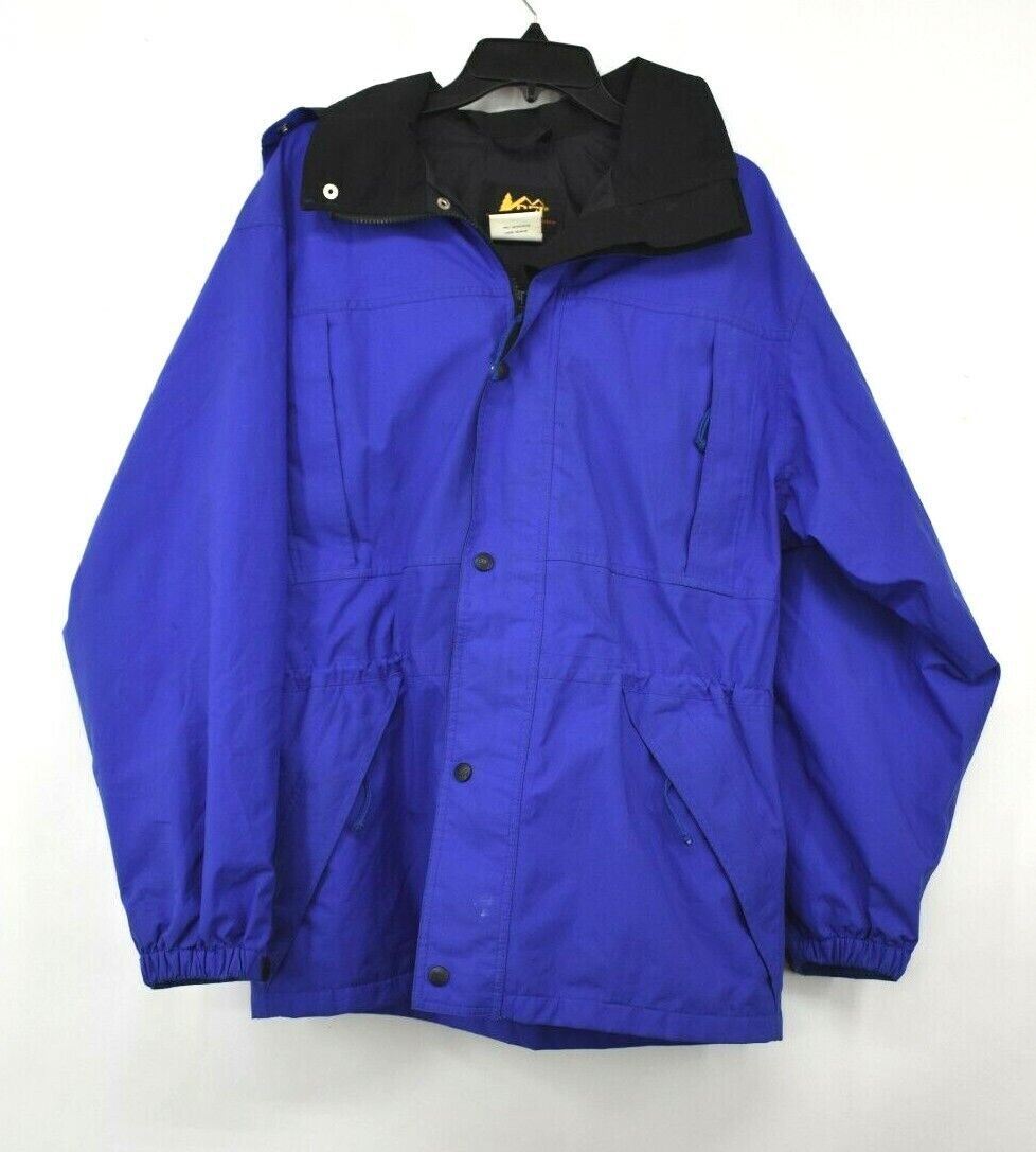 Rei Outdoor Men Blue Zip & Snap Front Coat Long Sleeve Athletic