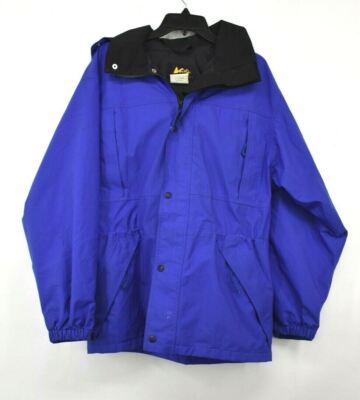 Rei Outdoor Men Blue Zip & Snap Front Coat Long Sleeve Athletic