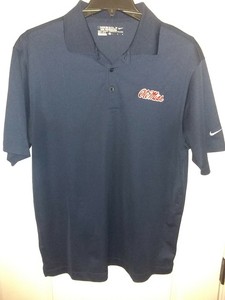 Nike Golf Dri-Fit Polo Shirt Ole Miss Rebels Blue Men's Large FAST SHIPPING | eBay