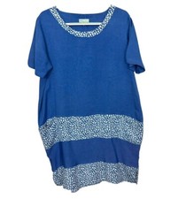 Marila Women’s Size XXL Blue Linen Blend Tunic Dress Casual Lagenlook Boho