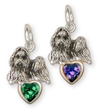 Shih Tzu Charm Handmade Silver And 14k Gold Shih Tzu Jewelry SZ13-SC