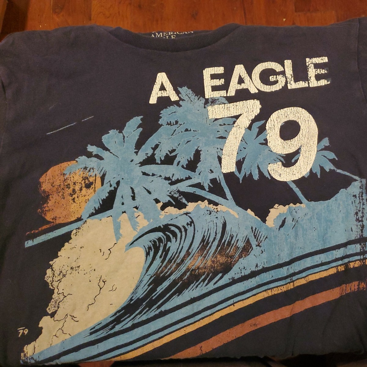 【oan】America Eagle Vintage Washing Short Sleeve T-Shirt American Eagle Vintage Fit Tshirt Great White Shark Washing