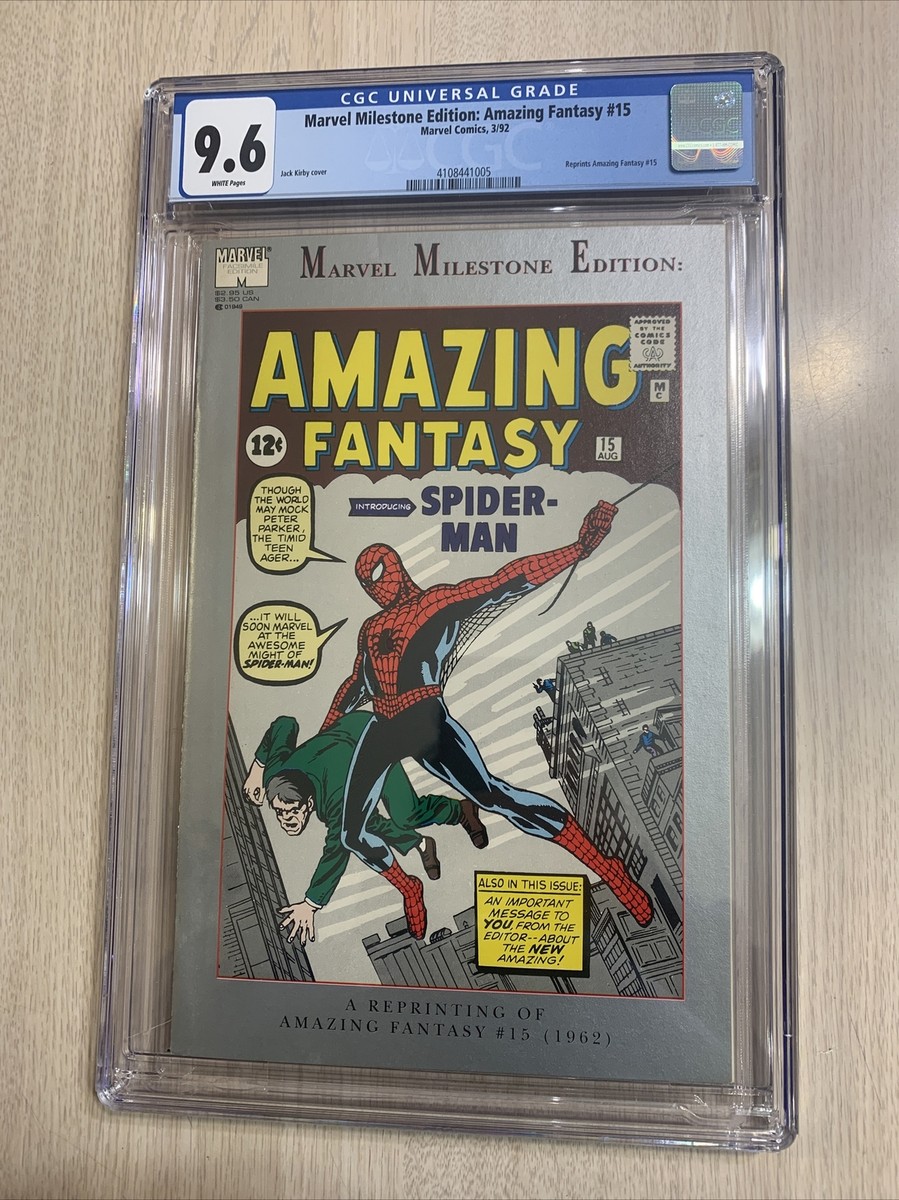 MARVEL MILESTONE EDITION AMAZING FANTASY 15 CGC 9.6 NM+ WHITE