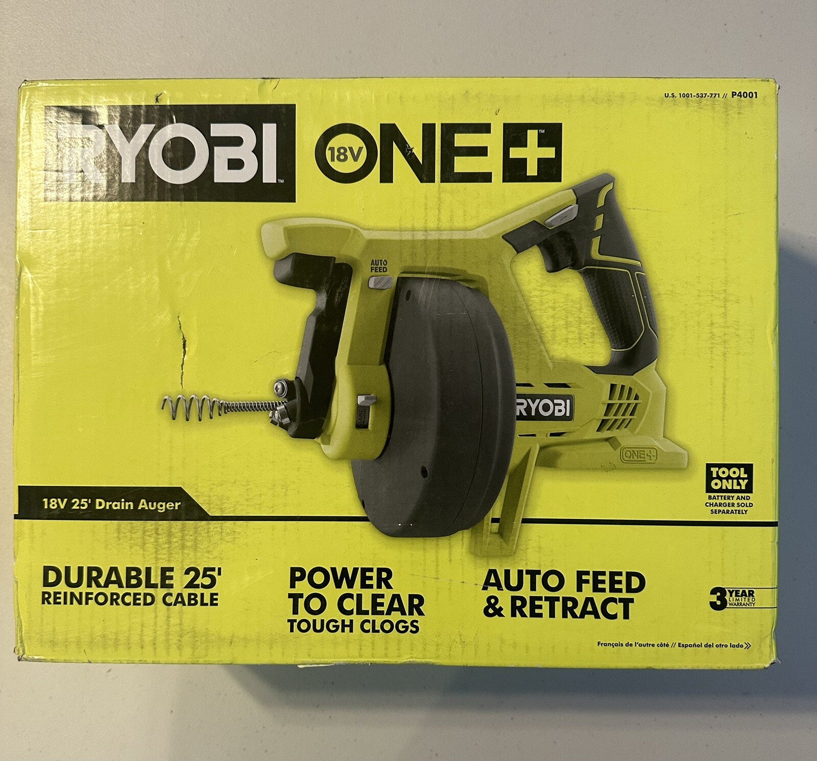 Ryobi P4001 One+ 18V Drain Auger Tool Only 33287168927 eBay