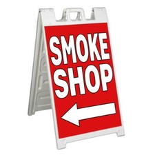 Smoke Shop Left Arrow Signicade 24x36 Aframe Sidewalk Sign Banner Decal Vape Cbd