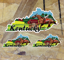 Kentucky USA State Map Horse Racing Whiskey Farm Vinyl Sticker Car Bumper Decal