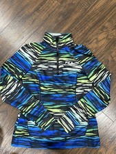 Fila Sport Womens XS Half Zip Athletic Jacket Pullover Blue Green Tiger Striped