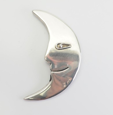 Large Vintage Sterling Silver Smiling Crescent Moon Modern Pin Brooch Ebay