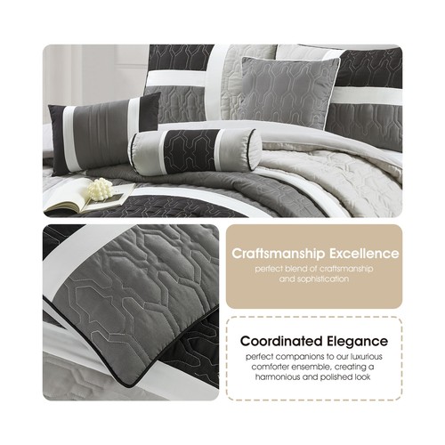 Stratford Park Black and Grey California King Comforter Set, Ultra Soft Micro... - Picture 6 of 7