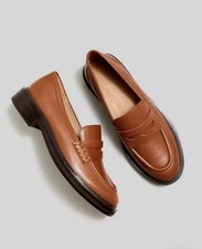 Madewell Vernon Slip On Penny Leather Loafer Size 10 Dried Maple Brown NL839 EUC