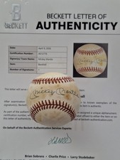 Mickey Mantle SIGNED Autographed BIG AUTO ON AMERICAN LEAGUE Baseball BSA #2776