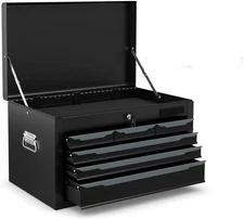Goplus Tool Box, 24” 6-Drawers Steel Tool Chest W/Top Tool Tray,Automatic Lock, 