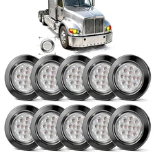 10x Red 2.5'' Round 13LED Lights Trailer Trunk Side Marker Clearance Grommet 12V