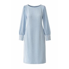 Karl Lagerfeld Paris Blue Pearl Cuff Sheath Dress Womens 8 Long Sleeve Shift