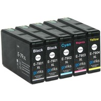 5 Tintenpatronen (Set+Bk) Ersetzen Epson T7905 (79XL) Non-Oem / Kompatibel