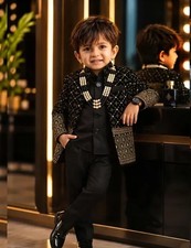 Kids Boys New Traditional Designer Sharwani Kurti With Pant Jacket Designer...