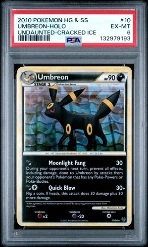 2010 POKEMON HEARTGOLD & SOULSILVER UNDAUNTED CRACKED ICE #10 UMBREON-HOLO PSA 6