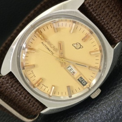 SWISS ENICAR AUTOMATIK 167 HERREN DAY&DATE BEIGE FARBE ZIFFERBLATT UHR a432796-b