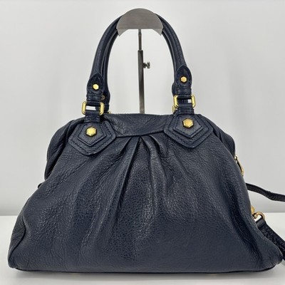 Marc By Marc Jacobs Classic Q Handbag Shoulder Bag Navy Leather