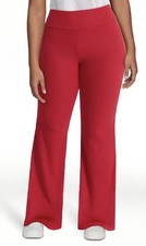 No Boundaries Women  s Red Pull-On High-Rise Ribbed Flare Pants NWT 2XL