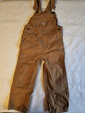 Carhartt Kids Tan Canvas Bib Overalls Size 4T Workwear Durable