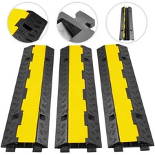 3PCS Cable Protector Ramp 11,000 lbs Capacity 2 Channels Rubber  PVC - 40"X9.7"