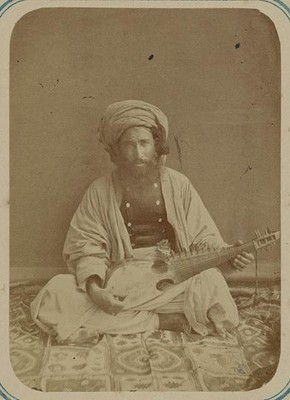 Photo:Pastimes, Central Asians. Musicians,Rubab player 1860's
