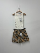 Burberry Two Piece Set Vintage Check Shorts UK 10 White Tank Top Small