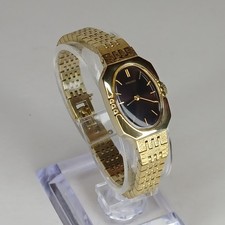 ​Vintage Seiko 11-5269 Ladies Mechanical Watch Gold Tone Black Dial Integrated
