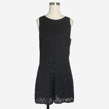 Topshop Black sleeveless beaded polka dot romper chiffon holiday party NYE 6/8