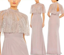 Mac Duggal Pink Sleeveless Embellished Cape Formal Gown 20467 SZ 16 NWT Rose