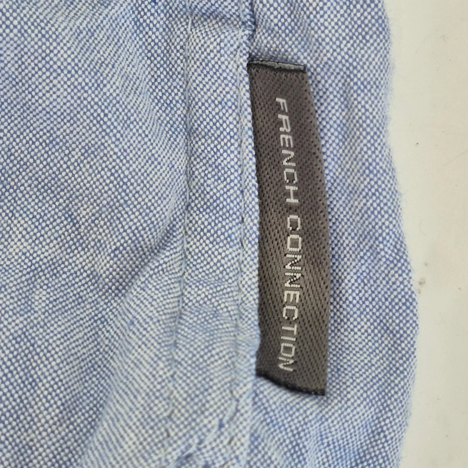 Camisa FRENCH CONNECTION Grande Azul Para Hombre 100% Algodón Abotonada Oxford Clásica Foto 4 de 4