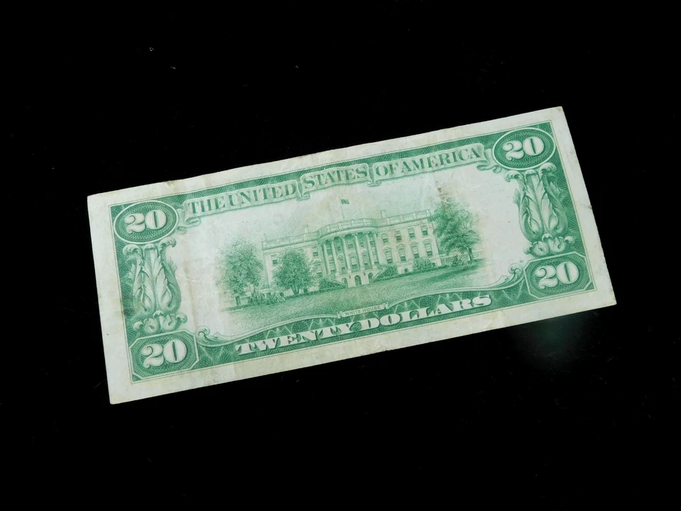 1929 $20 Federal Reserve Bank of Chicago Illinois Brown Seal National Currency N - Image 4 of 4