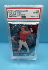2019 Panini Chronicles - Spectra Shohei Ohtani #42 Neon Blue Prizm /99 PSA 8