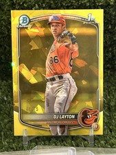 2025 Bowman Chrome Sapphire DJ Layton 1st Bowman Yellow /75 Orioles 🔥