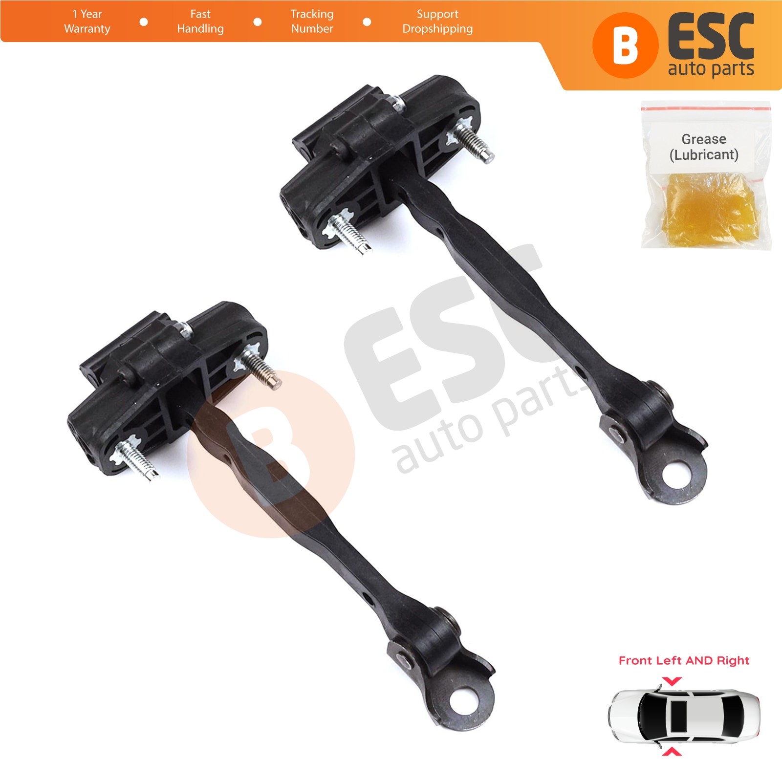 2X Front Door Hinge Stop Check Limiter for Citroen C3 Aircross MK2 A88 2017-2024