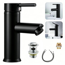Cisivis Cloakroom Modern Bathroom Basin Sink Mono Chrome Mixer Tap Waste UK