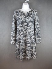 Aryeh Sweater Dress Womens Small Gray Geometric Knit Shift Long Sleeve Pullover