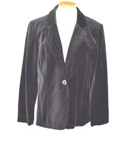 DRESSBARN Classic Blazer Jacket Size L Black Velvet One Button Women's