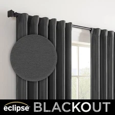 Eclipse  Blackout  Rod Pocket Window Curtain for Bedroom (1 Panel), 42 x 84 