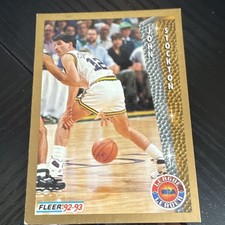 Fleer 1992-93 John Stockton Utah Jazz League Leader NBA Card #240