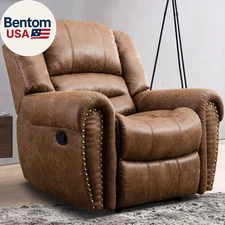 Leather Recliner Chair, Heavy Duty Manual Reclining Sofa Single Lounge Sofa for 