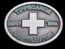 LK15119 VINTAGE 1970s  TIPPECANOE CONTRACTOR  SAFETY TEAM BELT BUCKLE