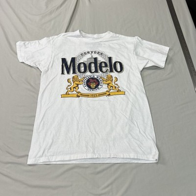 Modelo Shirt Mens Large White Cerveceria Beer Bar Dad Casual Cotton Crew Neck